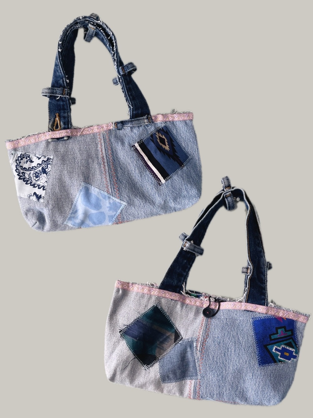 Handcrafted | Reworked Denim Jean Western Patchwork Chic Handbag Purse